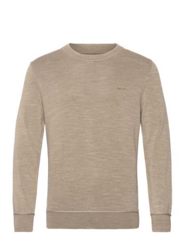 GANT Plain Sunfaded Cotton C-Neck Beige