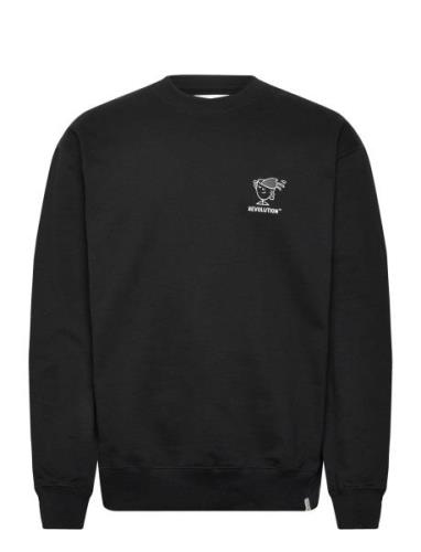 Revolution Printed Crewneck Svart