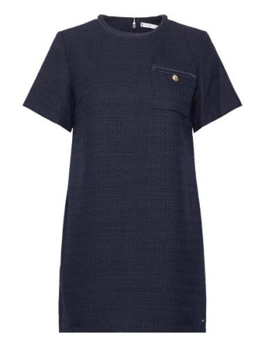 Tommy Hilfiger Tweed Short Shift Dress Marinblå