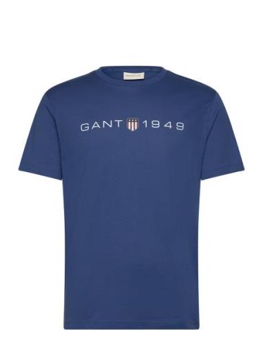 GANT Printed Graphic Ss T-Shirt Blå