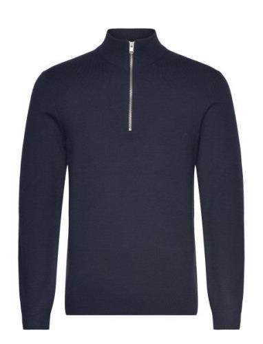 Lindbergh Ecovero Half Zip Knit Marinblå