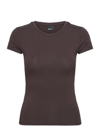 Gina Tricot Soft Touch Short Sleeve Top Brun