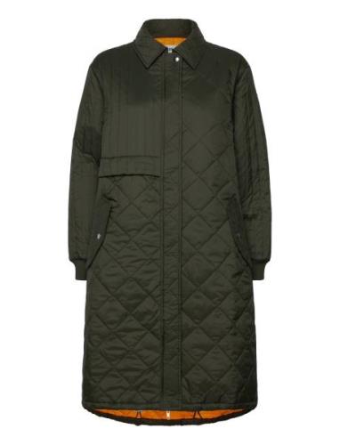 Mads Nørgaard Recy Shine Clio Coat Khaki Green