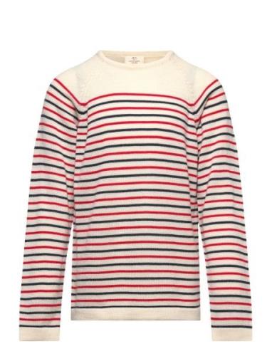 Copenhagen Colors Merino Lt. Knitted Striped Blouse Röd