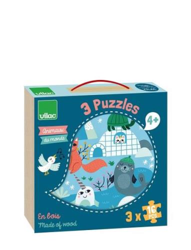 Vilac Puzzle 3X16 Pcs - Animals Of The World By Michelle Carlslund Mul...