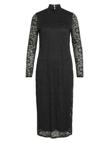 Vila Vidida L/S High Neck Midi Lace Dress/Ka Svart