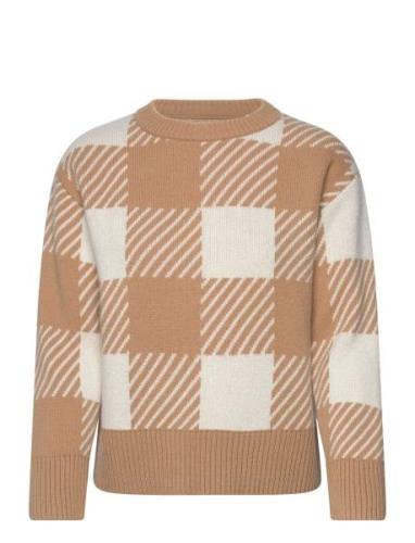 GANT Buffalo Checked C-Neck Beige