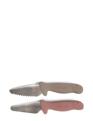 Filibabba Beginner's Cutting Knives - 2-Pack - Warm Grey + Rose Multi/...