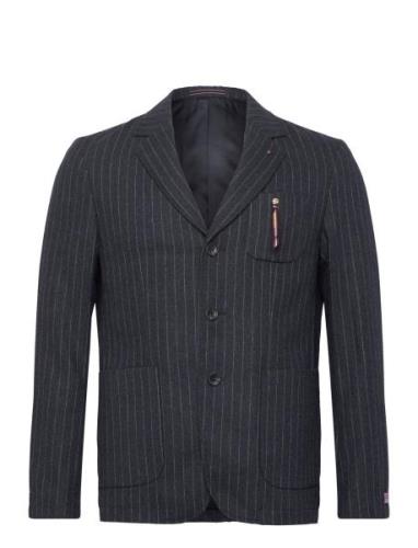 Scotch & Soda Relaxed 3-Button Wool-Blend Pinstripe Blazer Svart