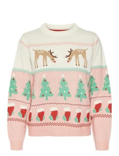 Vero Moda Vmchristmasstuff Ls O-Nck Pull. Box Xmas Rosa