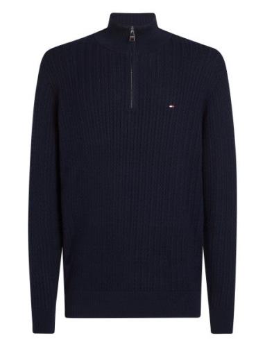 Tommy Hilfiger Herringb Structure Zip Mock Marinblå