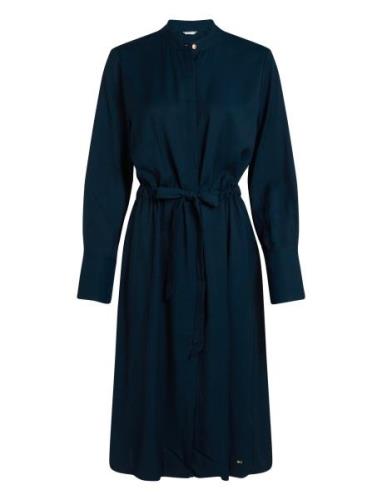 Tommy Hilfiger Soft Vis Colarless Shirt Dress Marinblå