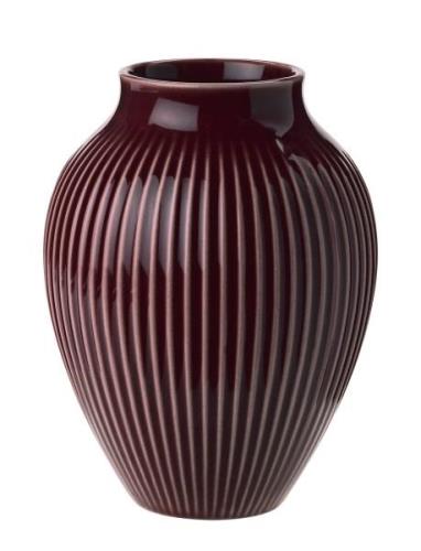 Knabstrup Keramik Knabstrup Vase H 12.5 Cm Ripple Berry Röd