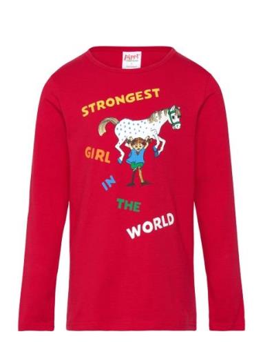 Pippi Langstrømpe Strongest Girl Shirt Röd