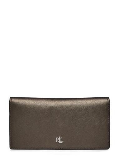 Lauren Ralph Lauren Crosshatch Leather Slim Wallet Brun