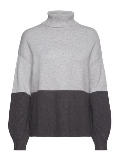 Vila Viril Blocking Roll-Nk L/S Knit Top-Noos Grå