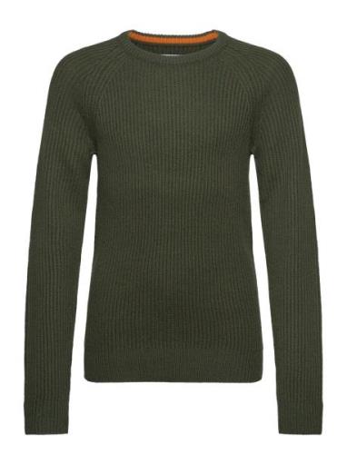 Jack & J S Jjpannel Knit Crew Neck Aw24 Jnr Grön