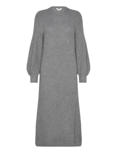 Object Objditte Re L/S Knit Midi Dress Noos Grå