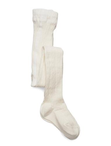 Geggamoja Cable Knitted Stockings Offwhite Kräm