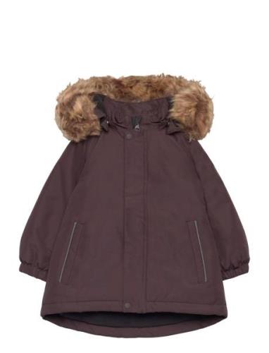 Color Kids Parka W. Fake Fur Burgundy