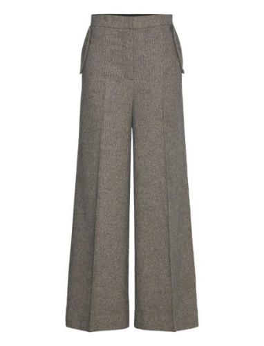 Rabens Sal R Mini Check Wide Leg Pants - Inja Brun