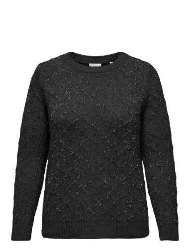 ONLY Carmakoma Caralba L/S Glitter O-Neck Knt Svart