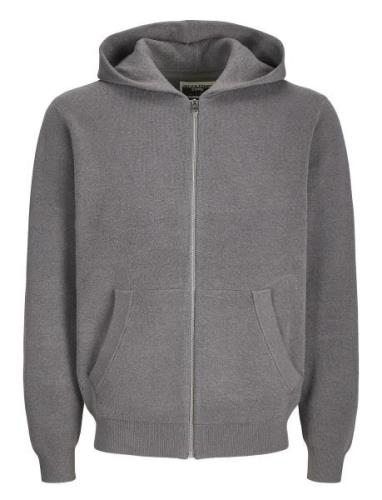 Jack & J S Jcocaleb Knit Zip Hoodie Bf Grå