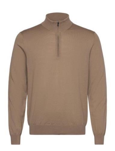 Mango 100% Merino Wool Sweater With Zip-Neck Brun