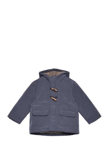 Mango Padded Anorak With Shearling Lining Marinblå