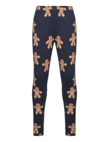 Lindex Leggings Gingerbread Aop Marinblå