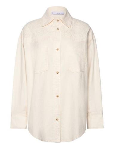 Mango Shirt With Decorative Stitching Kräm