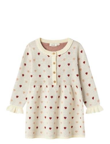 Lil'Atelier Nmfsaran Ls Knit Dress Heart Lil Kräm