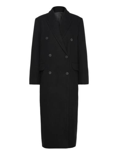 Weekday Over D Double-Breasted Wool-Blend Coat Svart