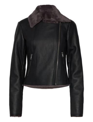 Mango Jacket With Shearling-Effect Lining Svart