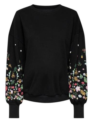 Only Maternity Olmbrooke L/S O-Neck Flower Swt Svart