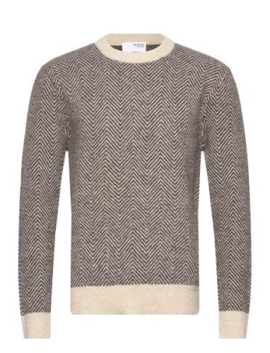 Selected Homme Slhrai Ls Knit Crew Neck Noos Brun