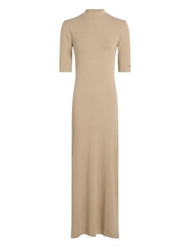 Tommy Hilfiger Slim 5X2 Rib Midi Dress 1/2 Beige