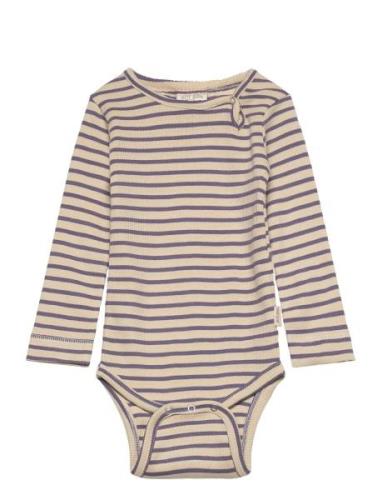 Petit Piao Body L/S Modal Striped Beige