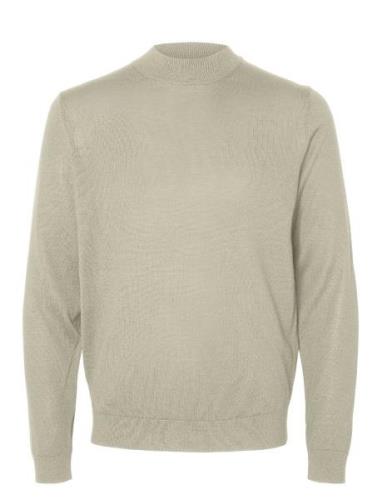 Selected Homme Slhtray Ls Knit Merino Mock Neck Noos Beige