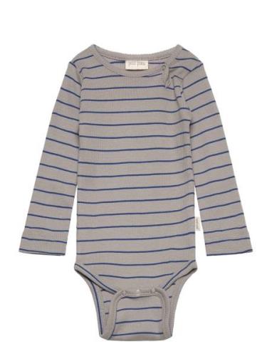 Petit Piao Body L/S Modal Thin Stripe Grå