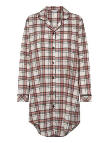 Lady Avenue Cotton Flannel Nightshirt Kräm