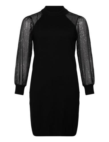 ONLY Carmakoma Carnaja Ls Sequins High Neck Dress Knt Svart