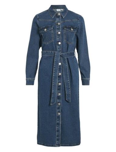 Vila Vially L/S Midi Denim Dress Mbd Blå