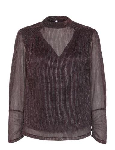 Scotch & Soda Lurex High Neck Top Burgundy