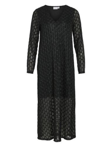 Vila Vizalma V-Neck L/S Midi Dress/R Svart