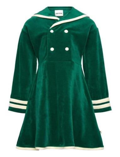 Mini Rodini Sailor Velour Ls Dress Grön