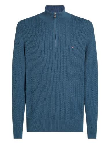 Tommy Hilfiger Herringb Structure Zip Mock Blå