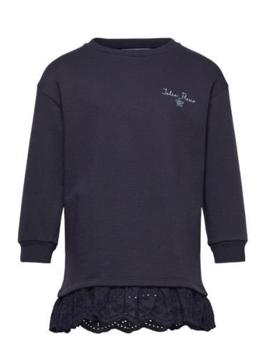 Mango Embroidered Sweatshirt Dress Marinblå