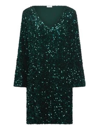 Vila Vifaith V-Neck L/S Sequin Dress/Vol Grön