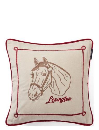 Lexington Home Horse Organic Cotton Velvet Pillow Cover Beige